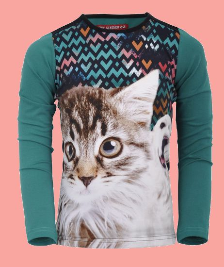 Bild LoveStation22 Shirt Mila Cat and Dog green #338