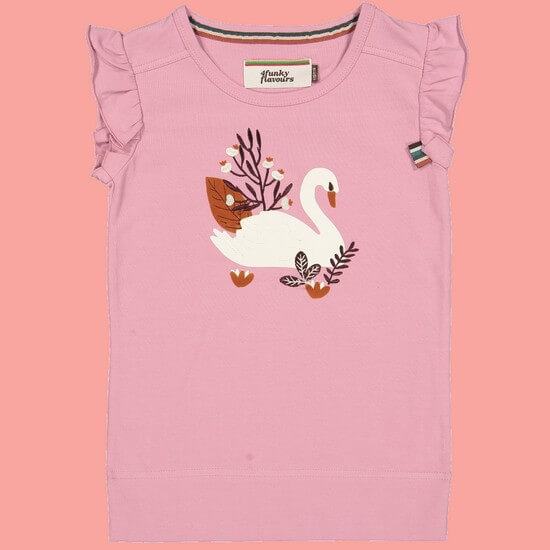 Kindermode 4funkyFlavours Sommer 2019 4funkyFlavours T-Shirt Swan Change Of Heart pink #5006
