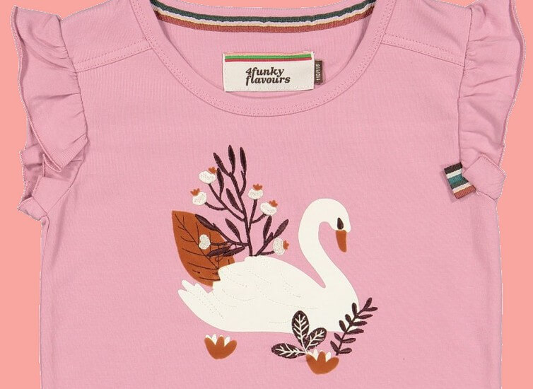Kindermode 4funkyFlavours Sommer 4funkyFlavours T-Shirt Swan Change Of Heart pink #5006