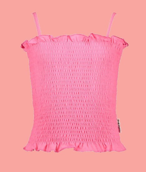 Kindermode B.Nosy Sommer 2021 B.Nosy Top / T-Shirt gesmokt pink #5447