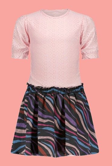 Kindermode B.Nosy Sommer 2022 B.Nosy Kleid Zebra pink/black #5804