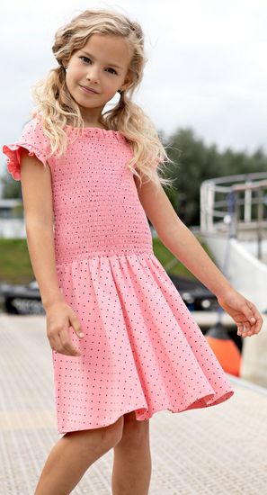Kindermode B.Nosy Sommer 2022 B.Nosy Kleid dots flamingo pink #5832