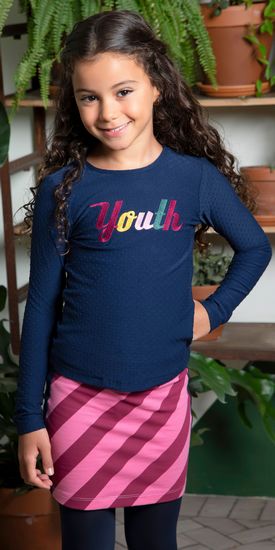 B.Nosy Shirt Youth space blue #5410 mit Rock big stripes pink #5714 Herbst/Winter 2021/2022