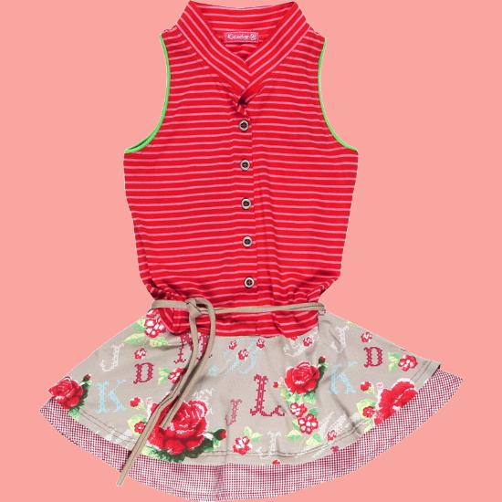 Kindermode Kiezel-tje Sommer rotes Kiezel-tje Kleid #3368