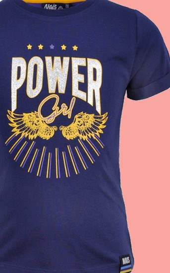 Kindermode Nais Sommer 2022 Nais T-Shirt Imane Power Girl navy #008