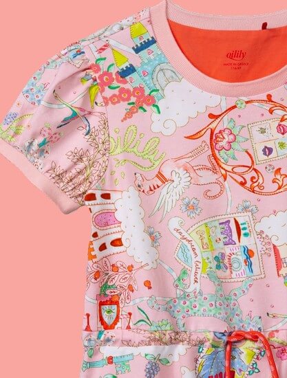 Kindermode Oilily Sommer 2021 Oilily Kleid Taira Castle in the cloud pink #280