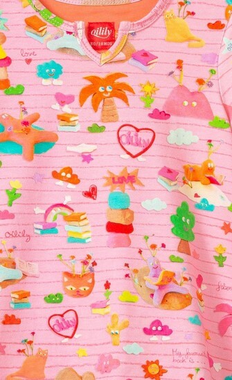 Kindermode Oilily Sommer 2022 Oilily Kleid Doddy Favourite Book pink #080