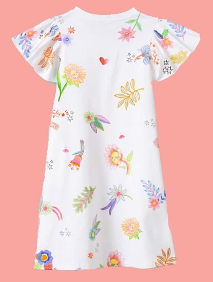 Kindermode Oilily Sommer 2022 Oilily Kleid Dancy Bookflowers white #280