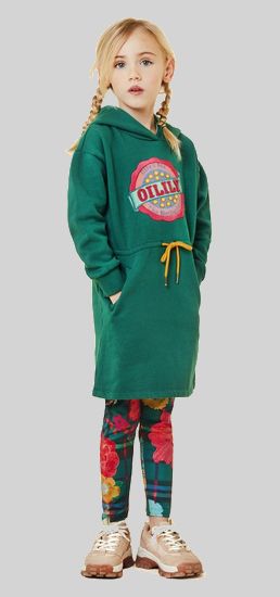 Kindermode Oilily Winter 2020/21 Oilily Kleid / Sweatkleid mit Kapuze Hink green #264