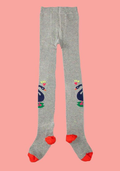 Kindermode Oilily Winter Oilily Strumpfhose Mighty Swans grey melee #220