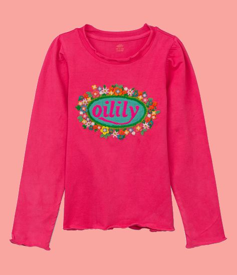 Kindermode Oilily Winter 2021/22 Oilily Shirt Topper Artwork Flowers pink #206